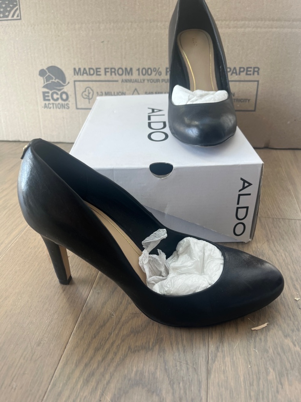ALDO Black Classic Leather High Heel Pumps